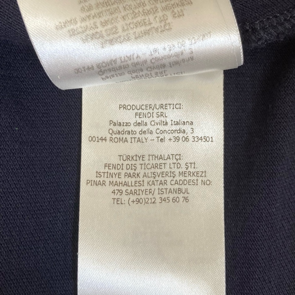 Fendi Long Sleeve Cotton Polo Shirt Blue contrast White Collar Fendi Logo - Picture 7 of 11